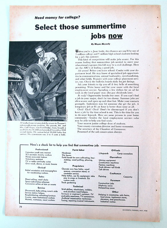 Original 1955 Youth Article features Dwayne Hoyer of Fort Dodge Iowa