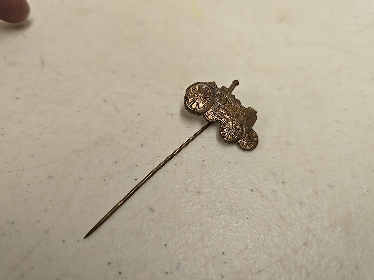 Antique 2.5&Prime; Brass Advance-Rumley La Porte IN Advertising Tractor Stick Pin