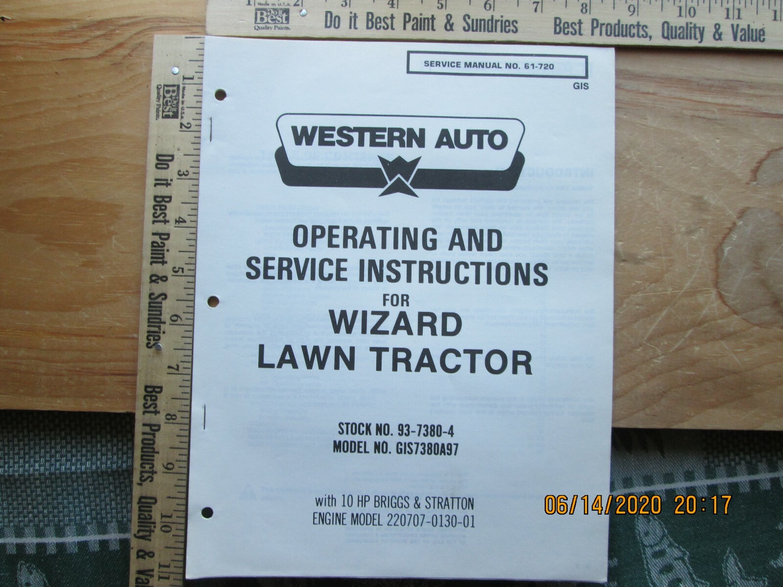 Western Auto Wizard Riding Mower GIS7380A97 Operating & Service Inst. Manual