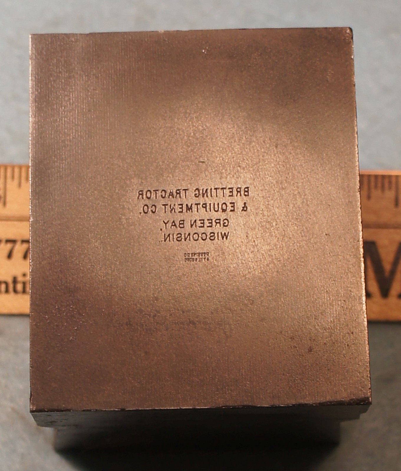 1930 GREEN BAY WI Bretting Tractor Fob Rev Text STEEL STAMPING DIE Robbins RY80
