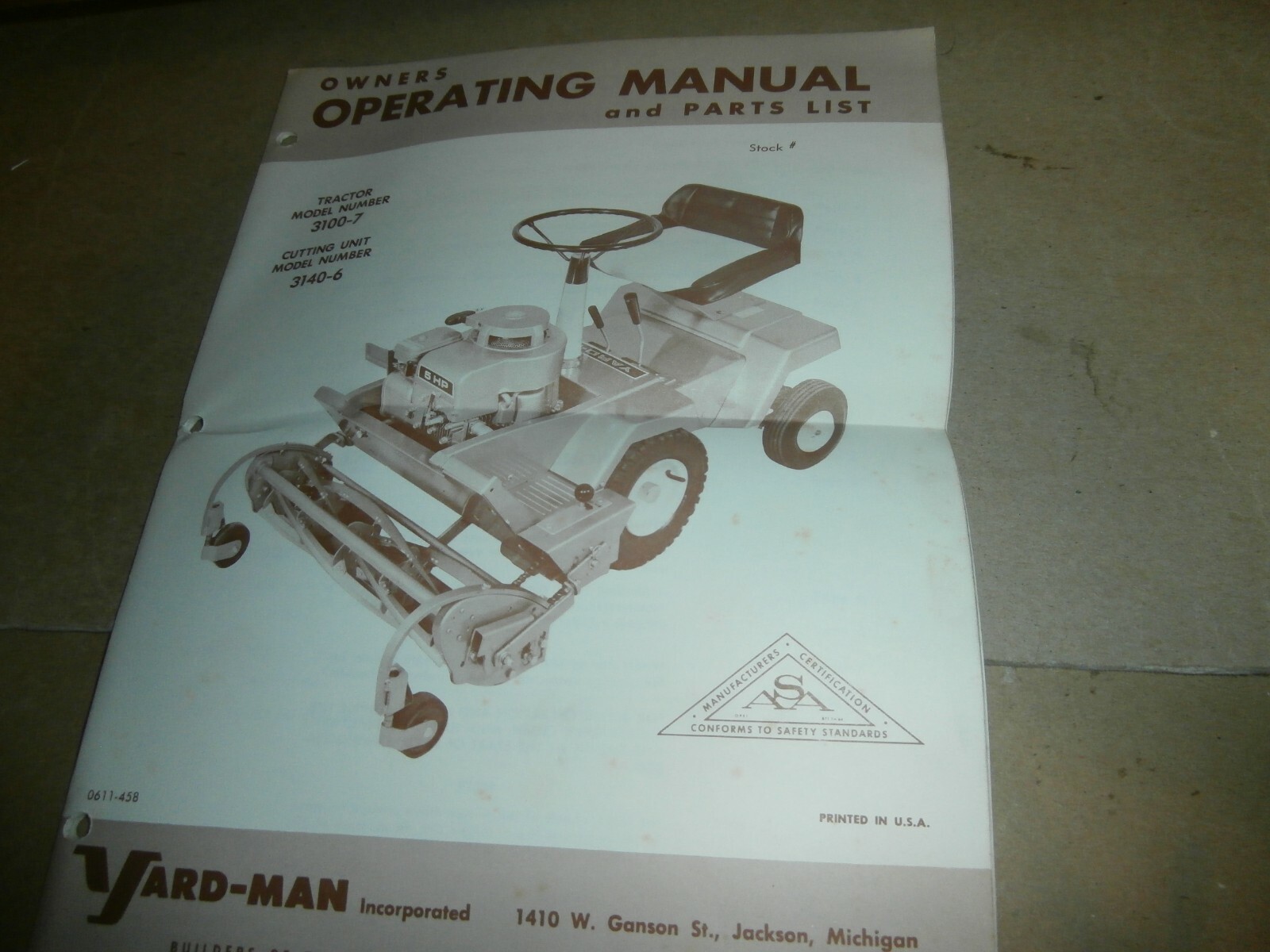 Vintage Yard-Man 3100-7 Tractor Owners Operating Manual