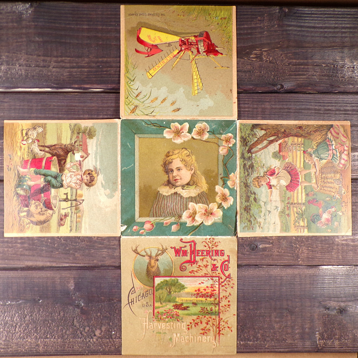 McCormick DEERING MOWER REAPER BINDER FOLD OUT Vintage Farm Victorian Trade Card