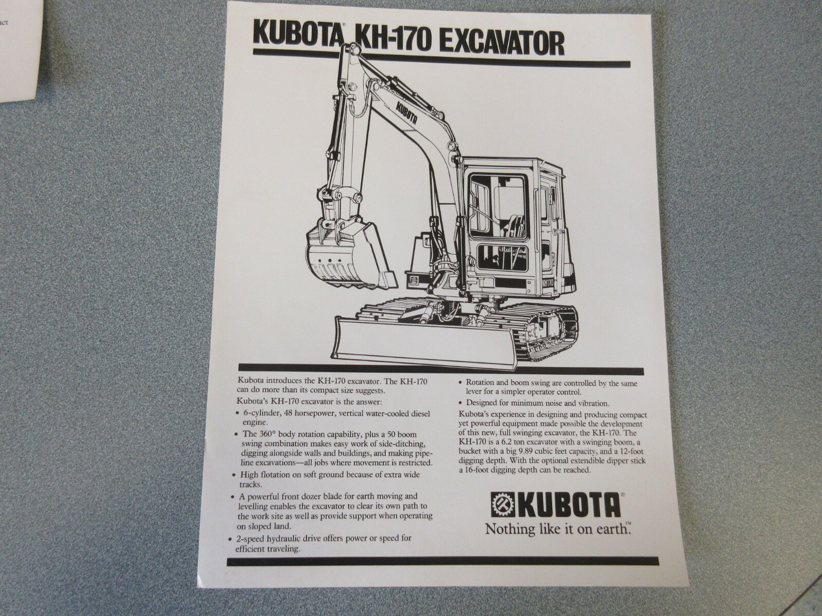 Kubota Excavator Literature KH-60 & KH-170