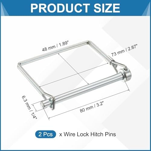 2 Pcs Trailer Coupler Pins, 1/4&Prime; x 3.2&Prime; (6.3mm x 80mm) Safety Wire Lock Hitch Pi
