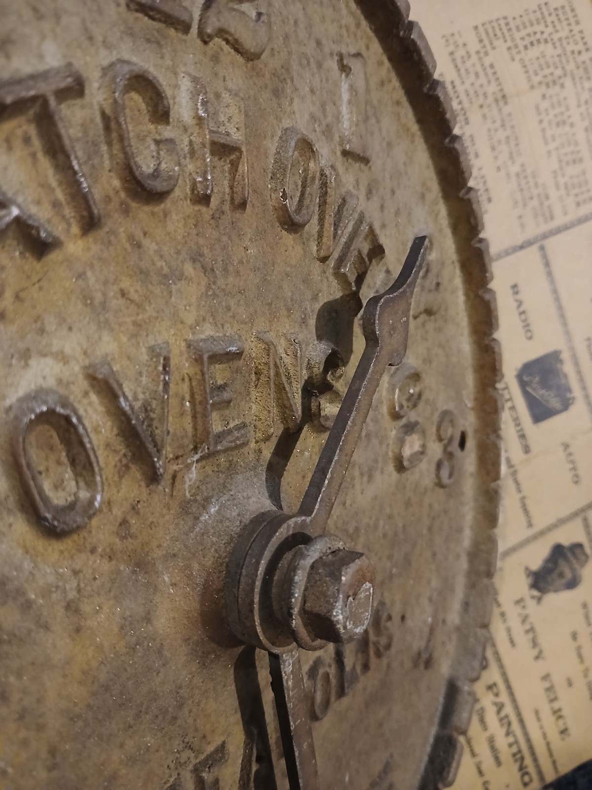Antique Early Despatch Oven Clock Cast Iron Advertising Minneapolis Minnesota