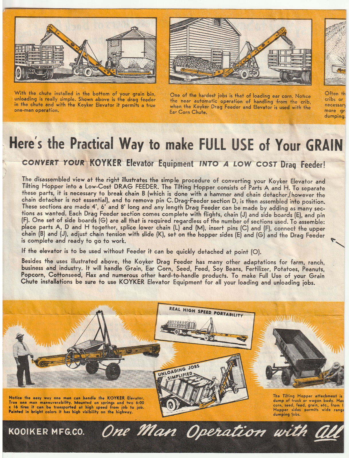 Koyker Mfg. Co., Hull, Iowa, IA – Lot of Instructions for Agricultural Equipment