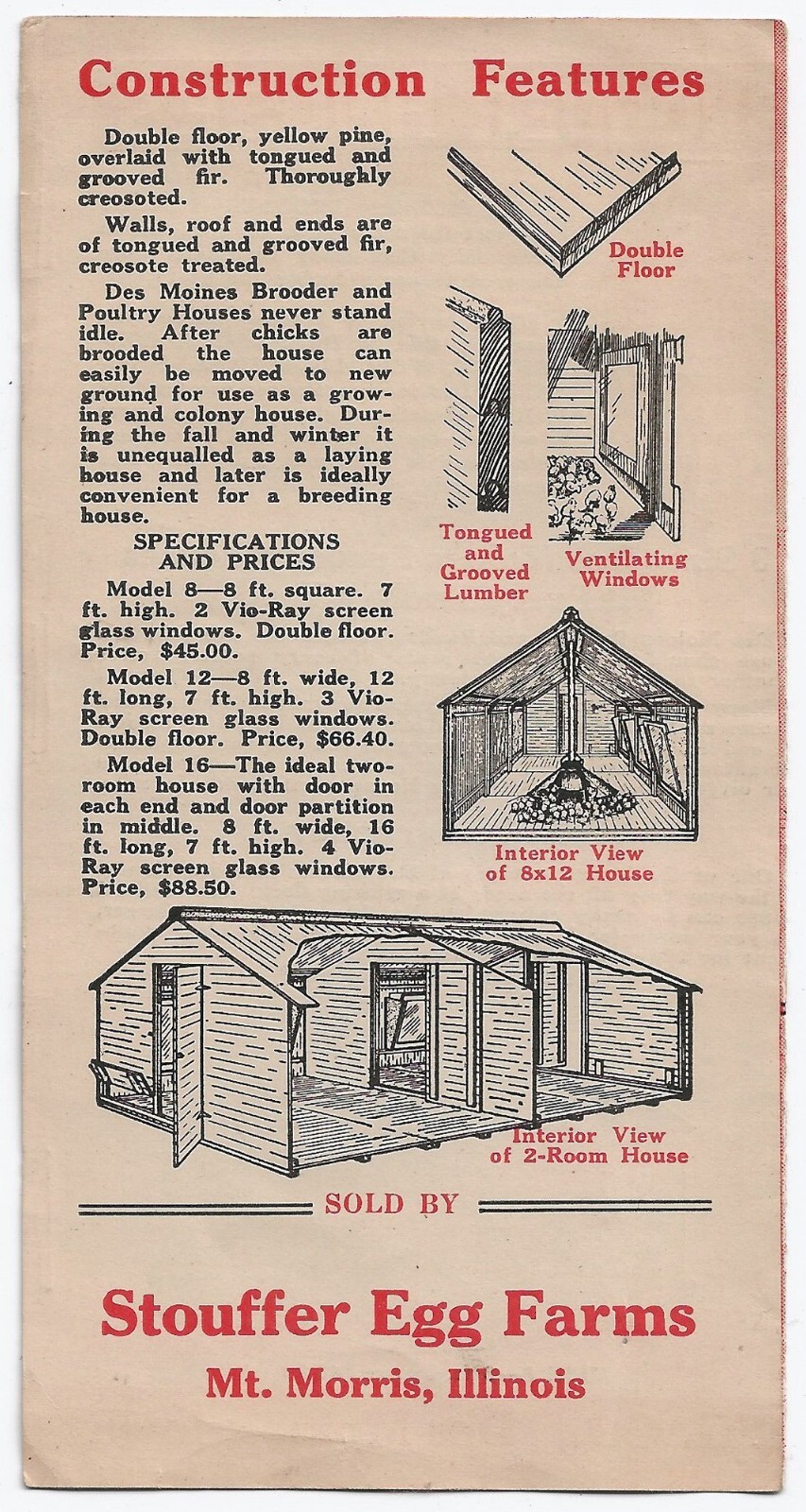 Des Moines Silo & Mfg. Brooder Houses Advertising Pamphlet Brochure