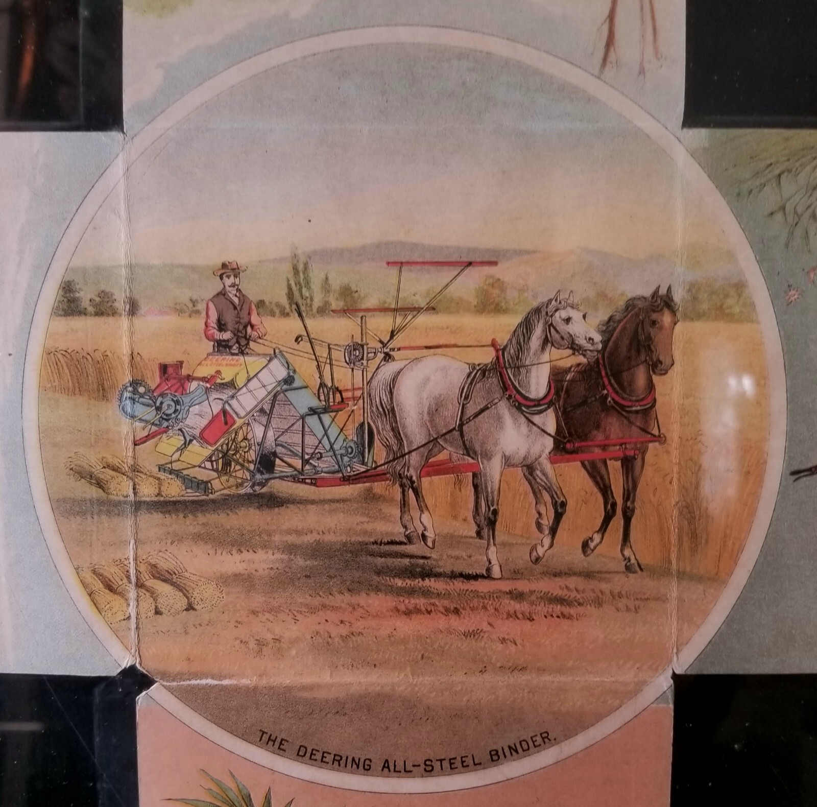 Atq 1880s Wm Deere & Co Chicago 5-Panel Double Sided Advertising Between Glass