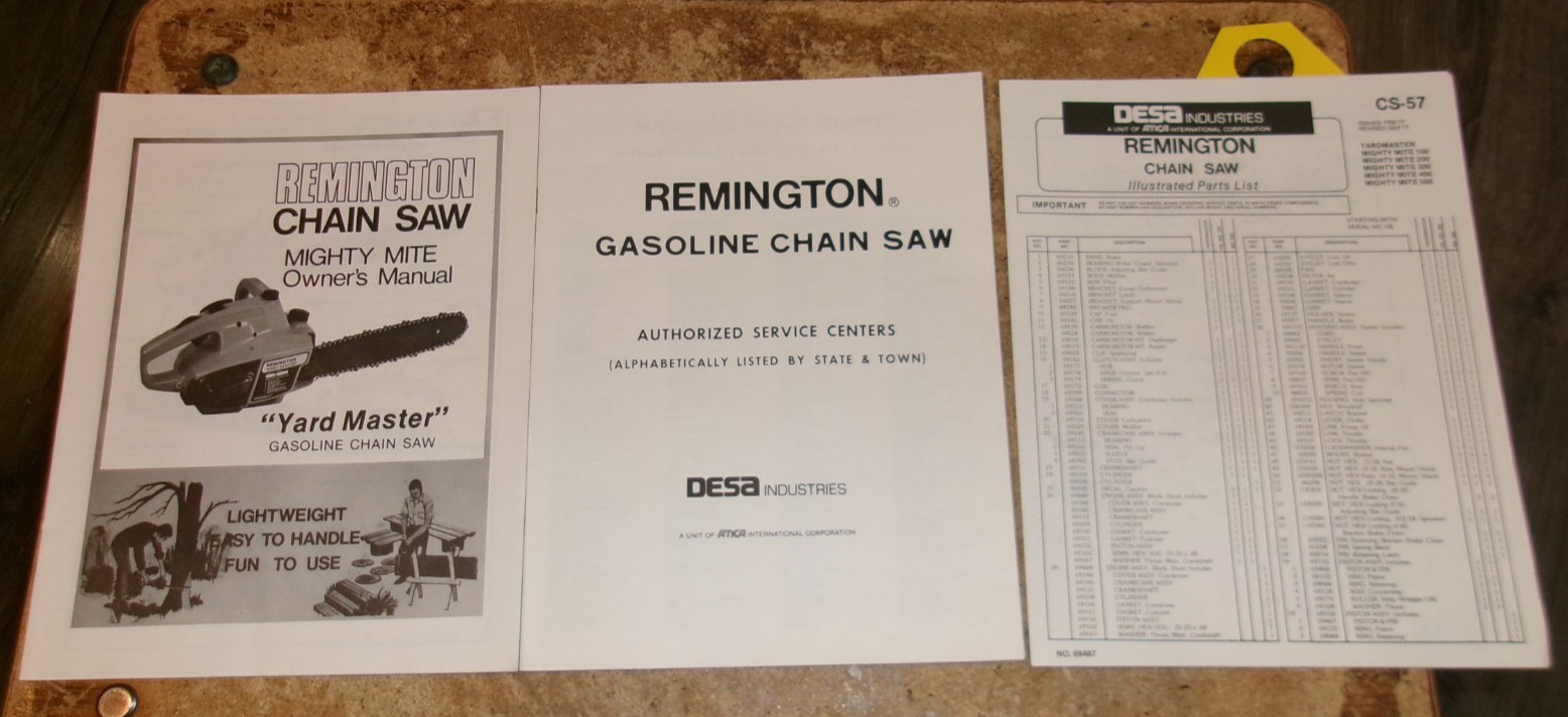 1977 remington mighty mite chain saw owners manual nice used