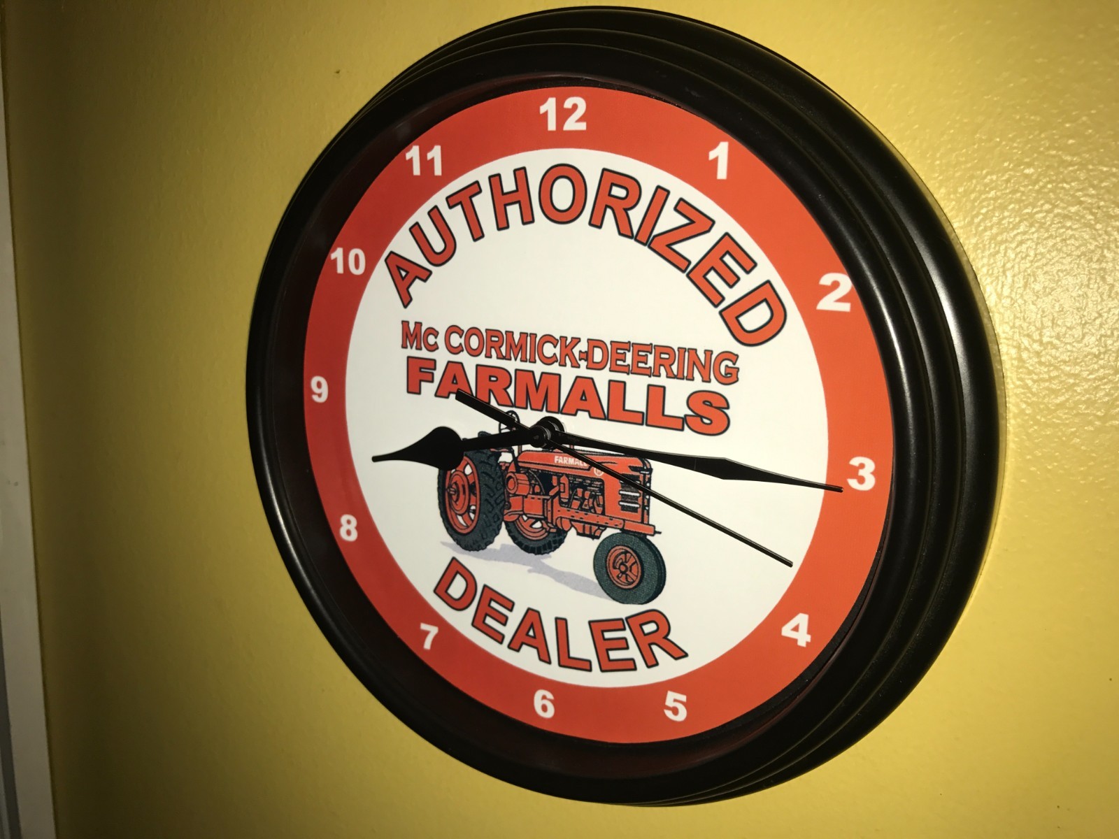 McCormick Deering Farmall AuthDealer Farm Tractor Barn Garage Clock Retro Sign