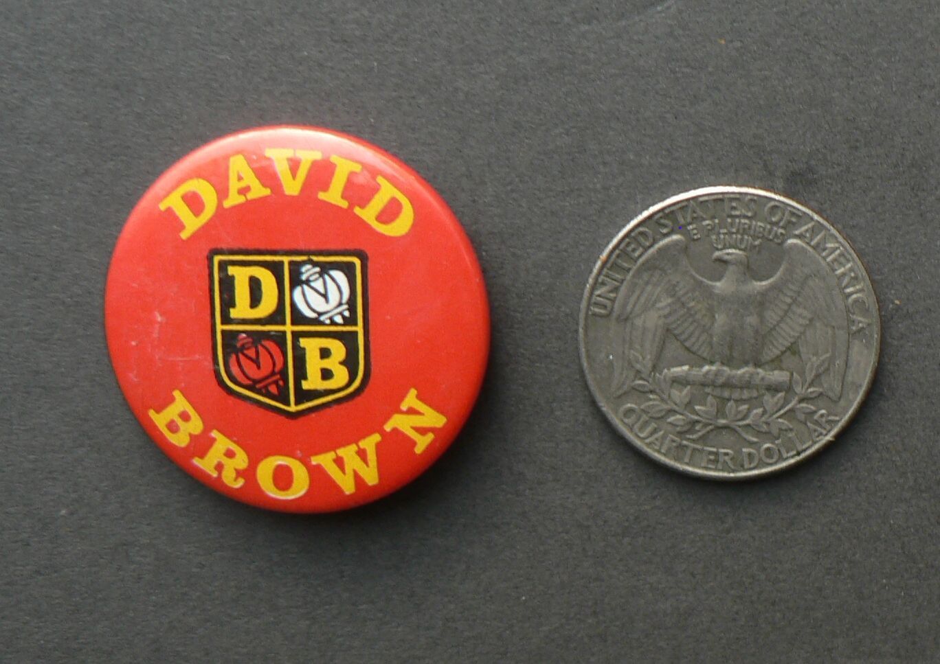 lapel pin button DAVID BROWN TRACTOR 35 years old {04a}
