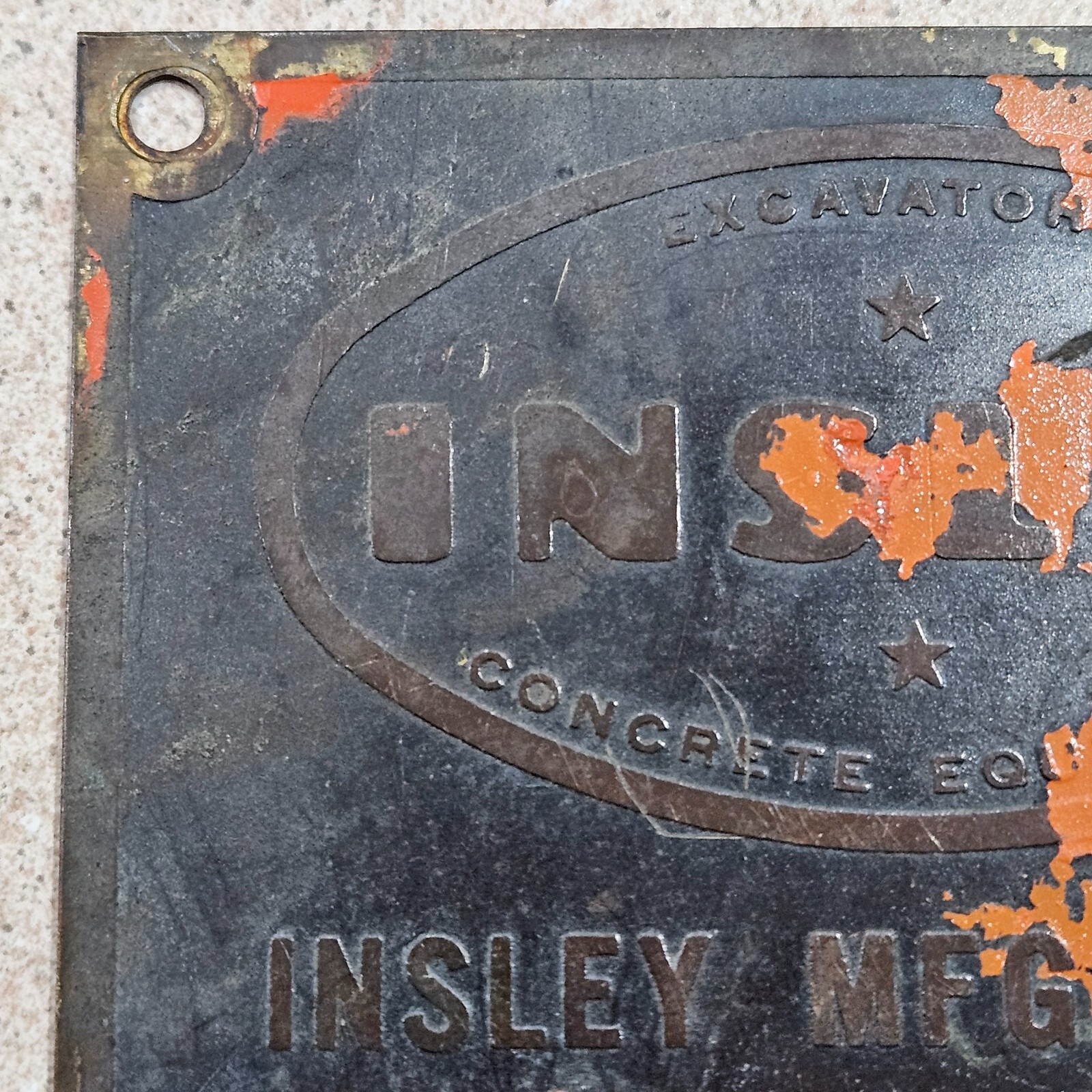 Vintage Insley Excavators Concrete Equipment Indianapolis Data Sign Badge Plate
