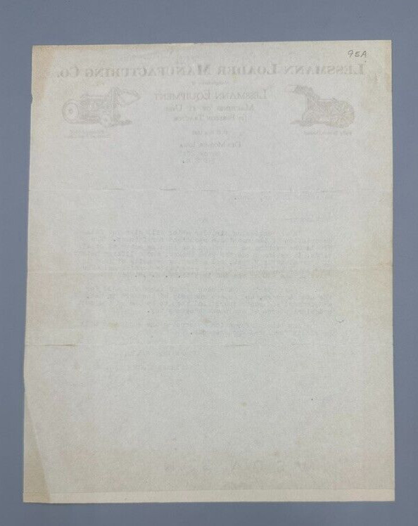 1926 Lessmann LOADER for FORDSON TRACTOR Farm DES MOINES IOWA Advertising Letter