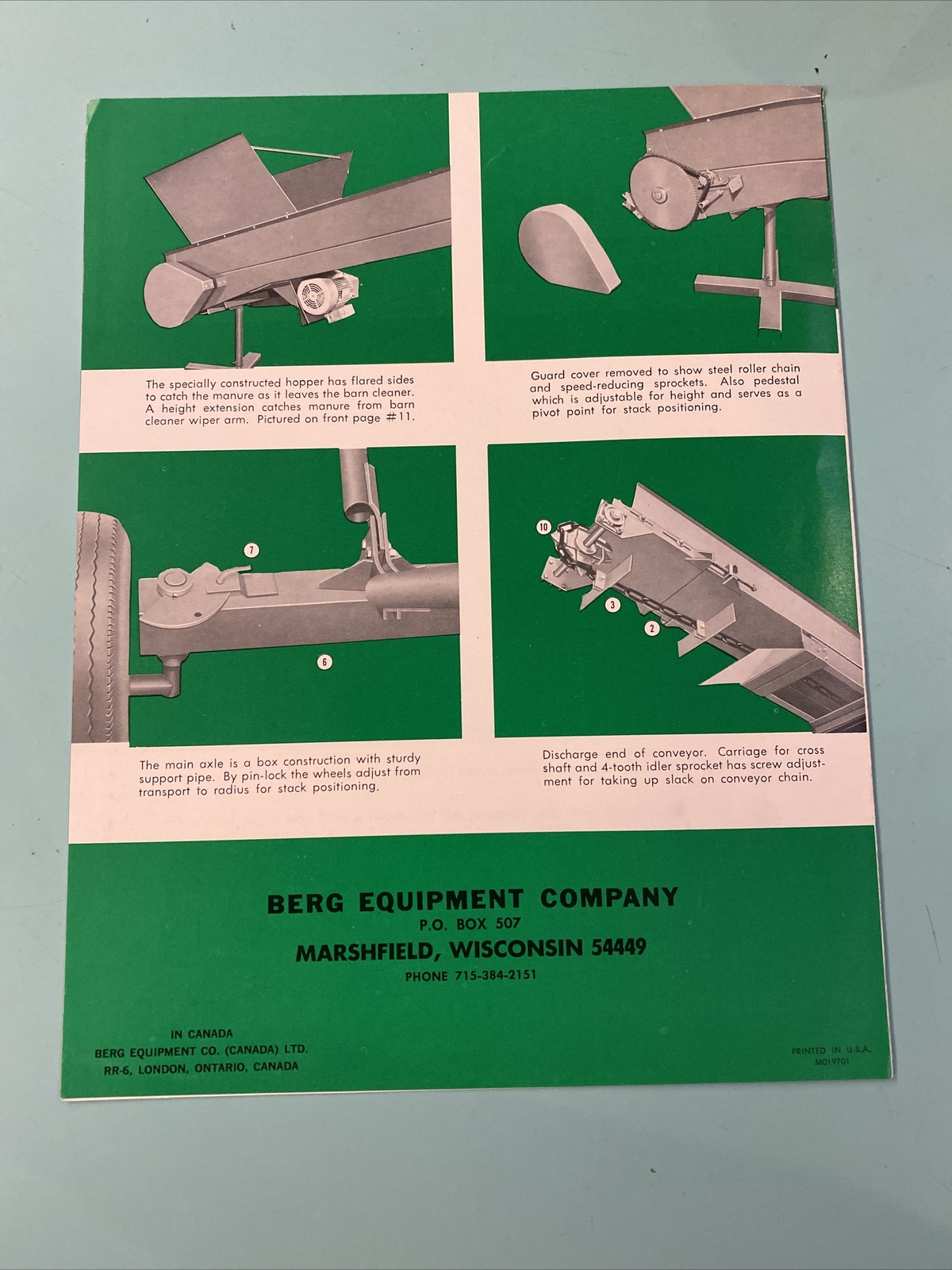 Berg Conveyor Type Manure Stacker Dealer Brochure Spec Sheet ￼