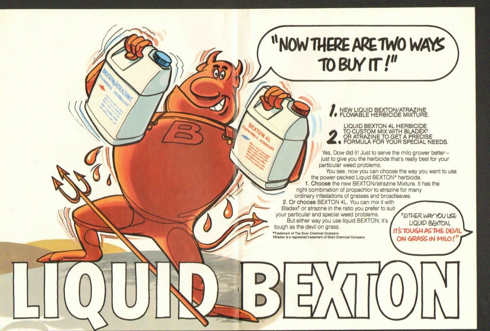 1980 4pg Print Ad of Dow Chemical Bladex Bexton Atrazine Grass Herbicide
