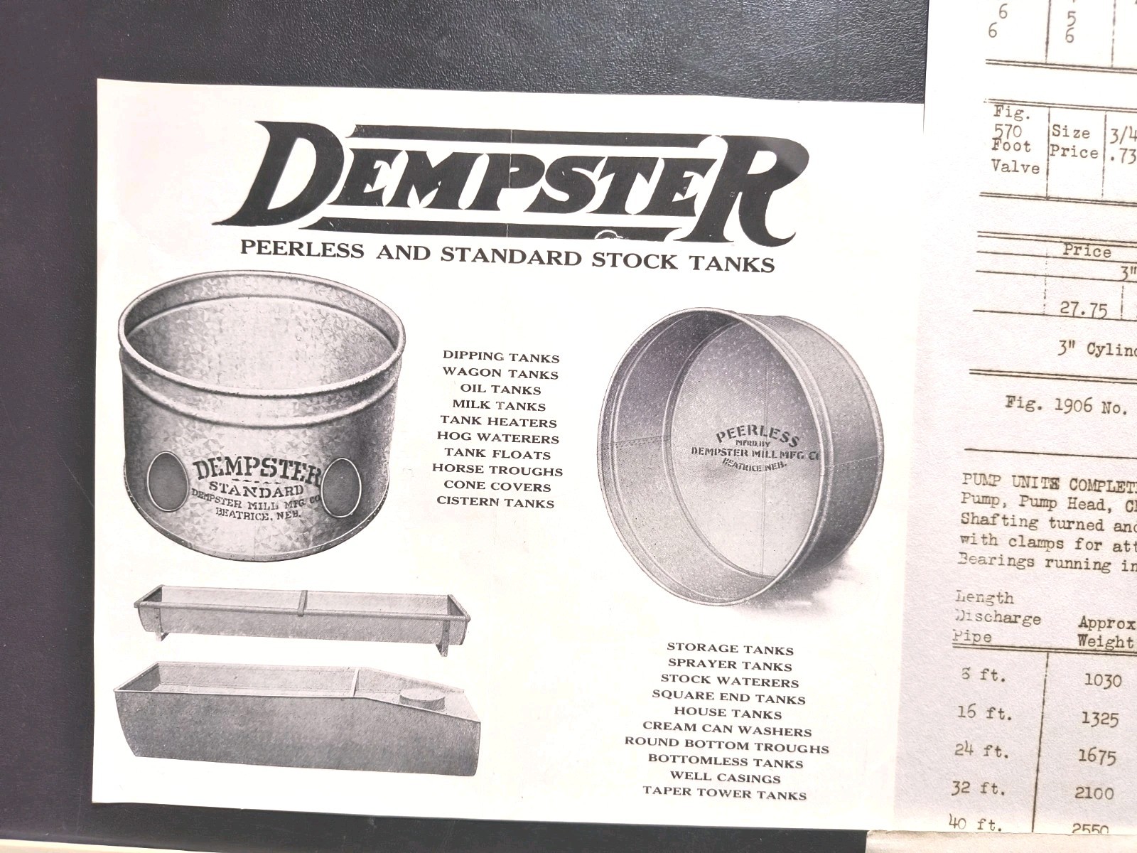 1917 Dempster Farm Tool Sales Brochure And Price List 7pc Dealer Advertising Pic