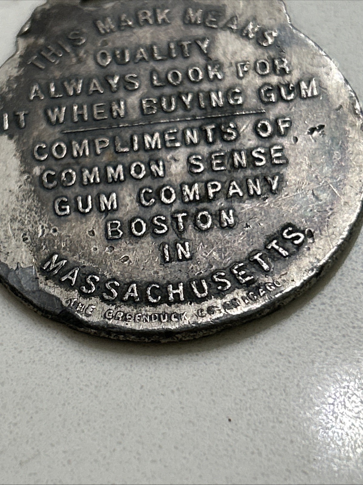 Common Sense Gum Company Advertising Pocket Watch Fob 10 Hallmark Excellency