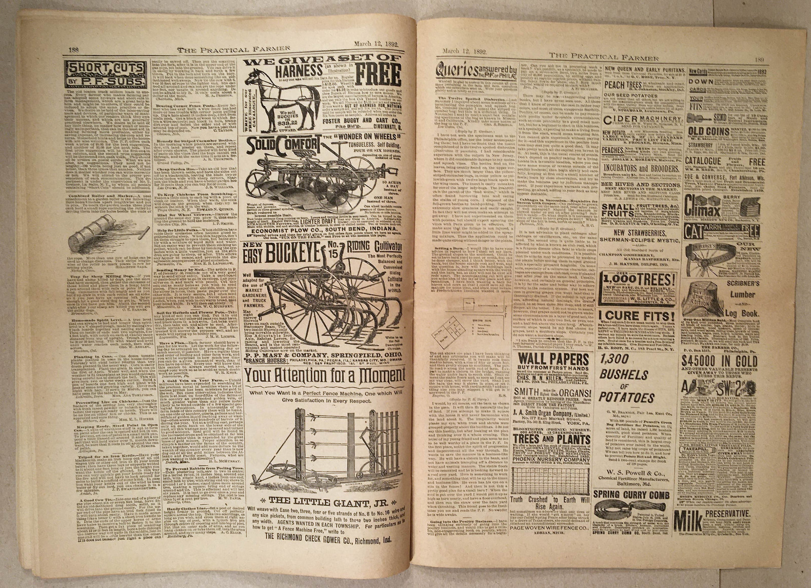 THE PRACTICAL FARMER Magazine March 12, 1892, Vol.64, No.11 – Great Ads & Illus.