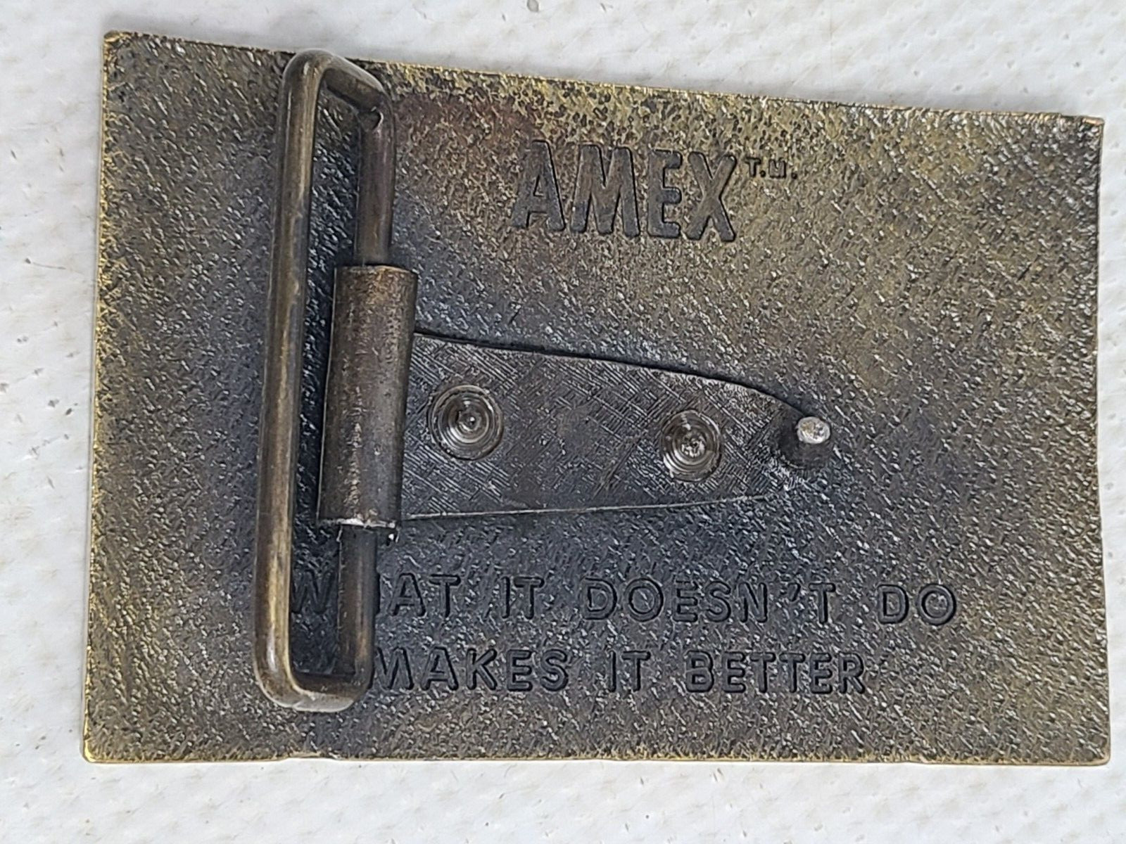 Vintage AMEX Cotton Promo Belt Buckle – AMCHEM – Gold Tone Metal Buckle…PCB072