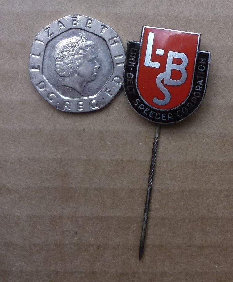 HUGE enamel lapel pin LINK-BELT SPEEDER CORP. extremely RARE 60s