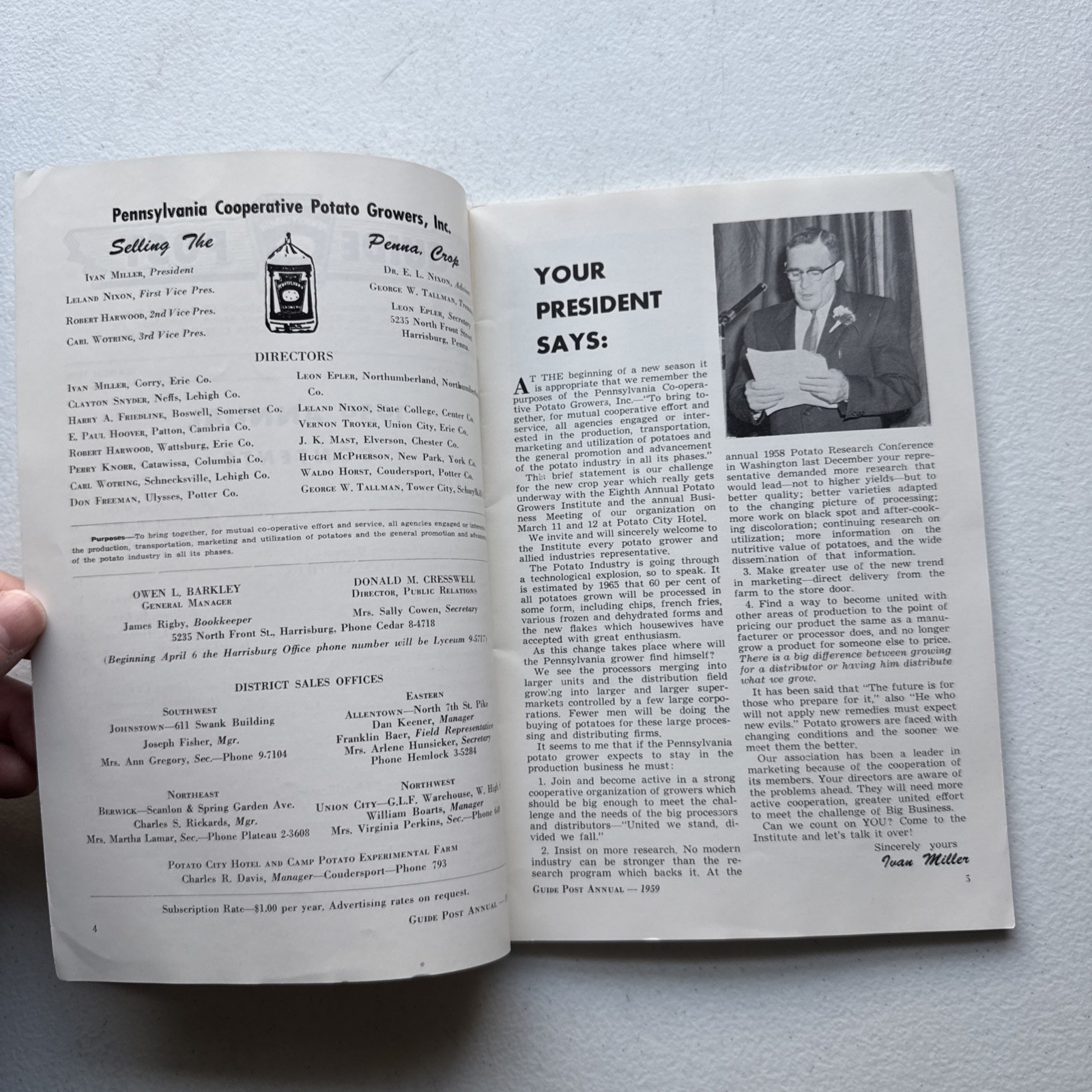 The Guide Post Pennsylvania Potato Growers March 1959 Annual Volume 37 Booklet