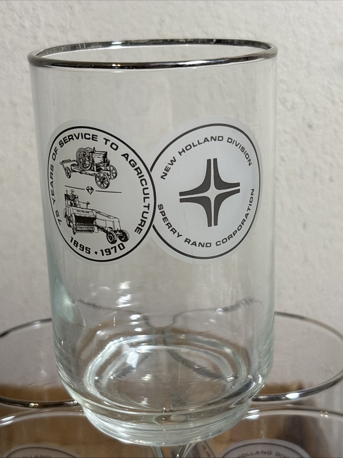 Set of 8 – SPERRY RAND NEW HOLLAND DIVISION 75th Anniversary Glasses