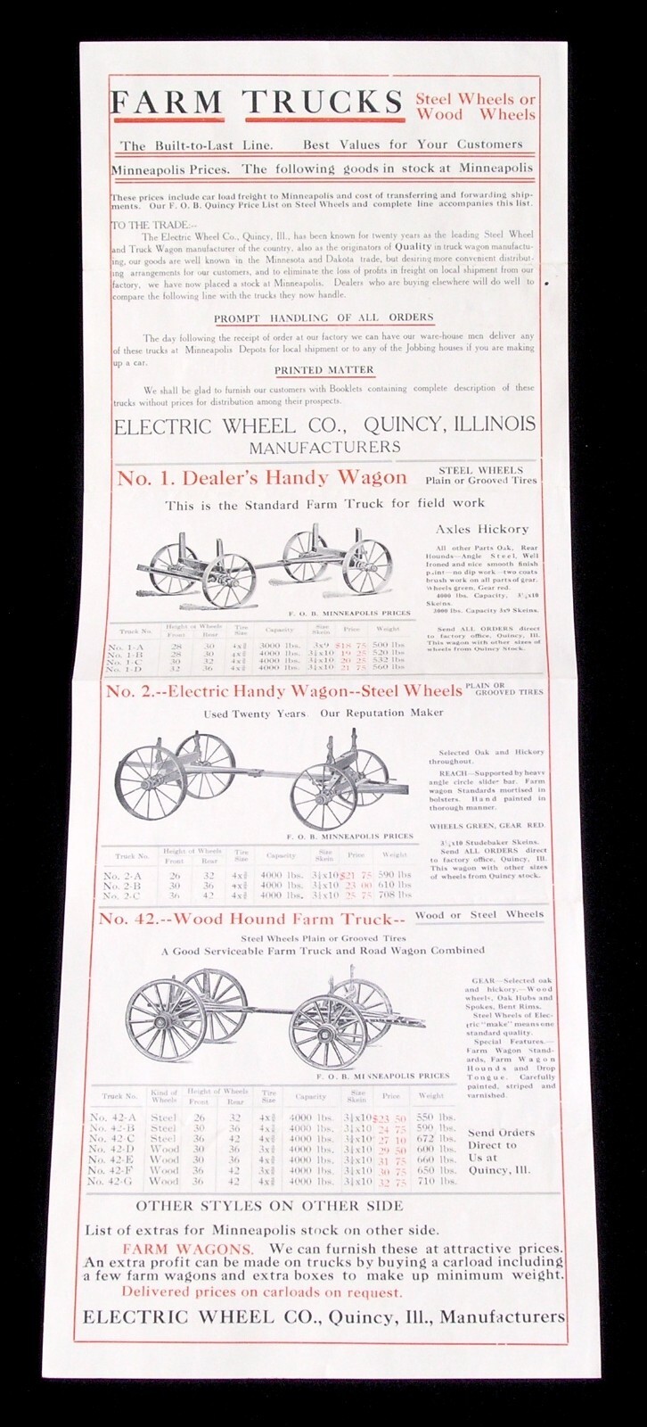 1911 Electric Wheel Co Farmer Wagons & Trucks Distributor Advertisement Mailing
