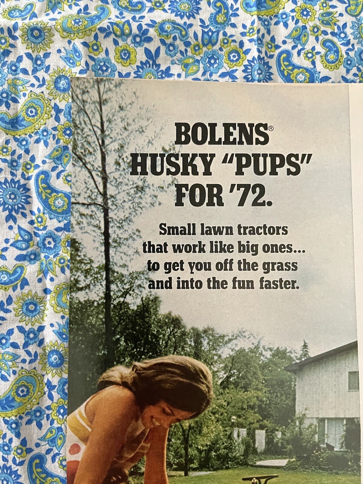 Vintage 1972 Bolens Husky Pups Lawn Garden Tractor Print Ad