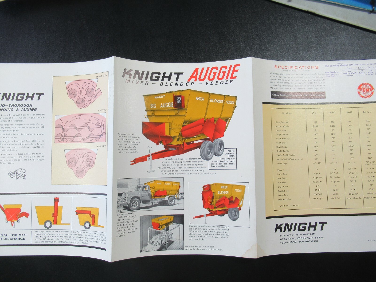 Vintage 60s Knight Auggie Mixer Feeder Farm Equipment Advertising Brochure