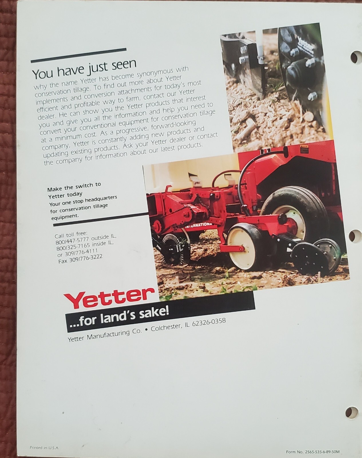 Yetter Planting Accessories Sales Brochure 1980&rsquo;s
