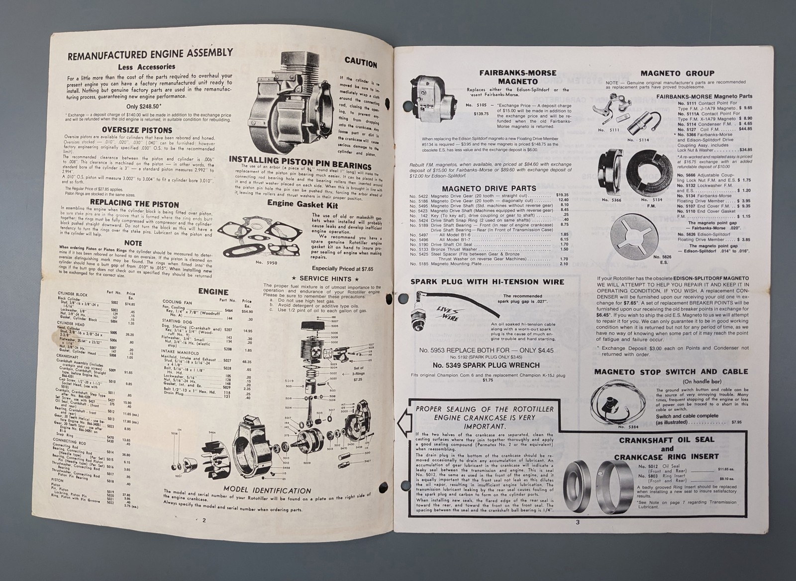 VTG Frazer Farm Equipment 1985 Rototiller Factory Parts + Price Catalog