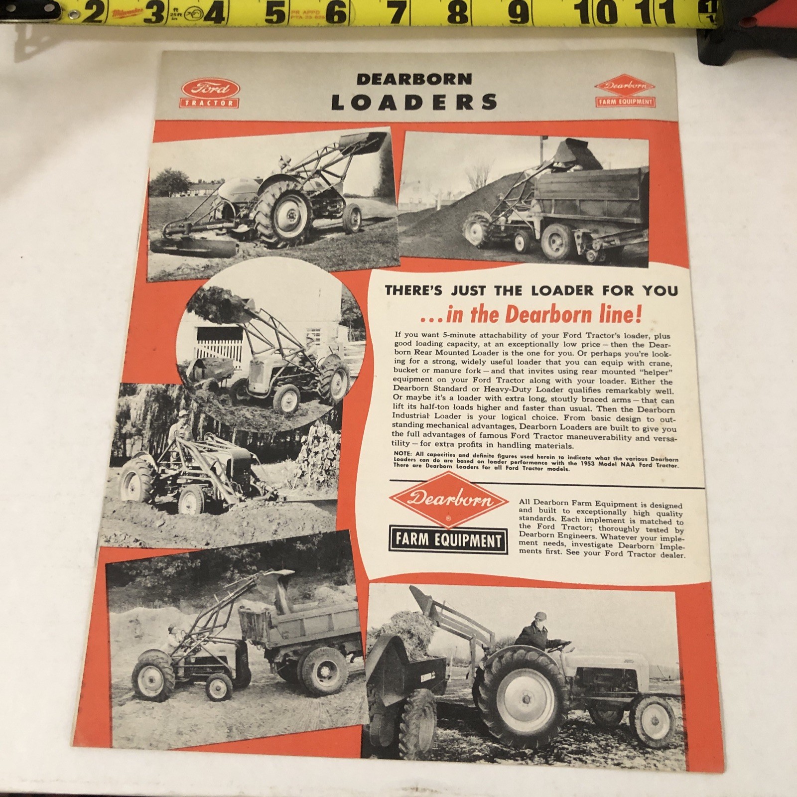 1953 Ford Dearborn Loaders Farm Equipment Specification Brochure