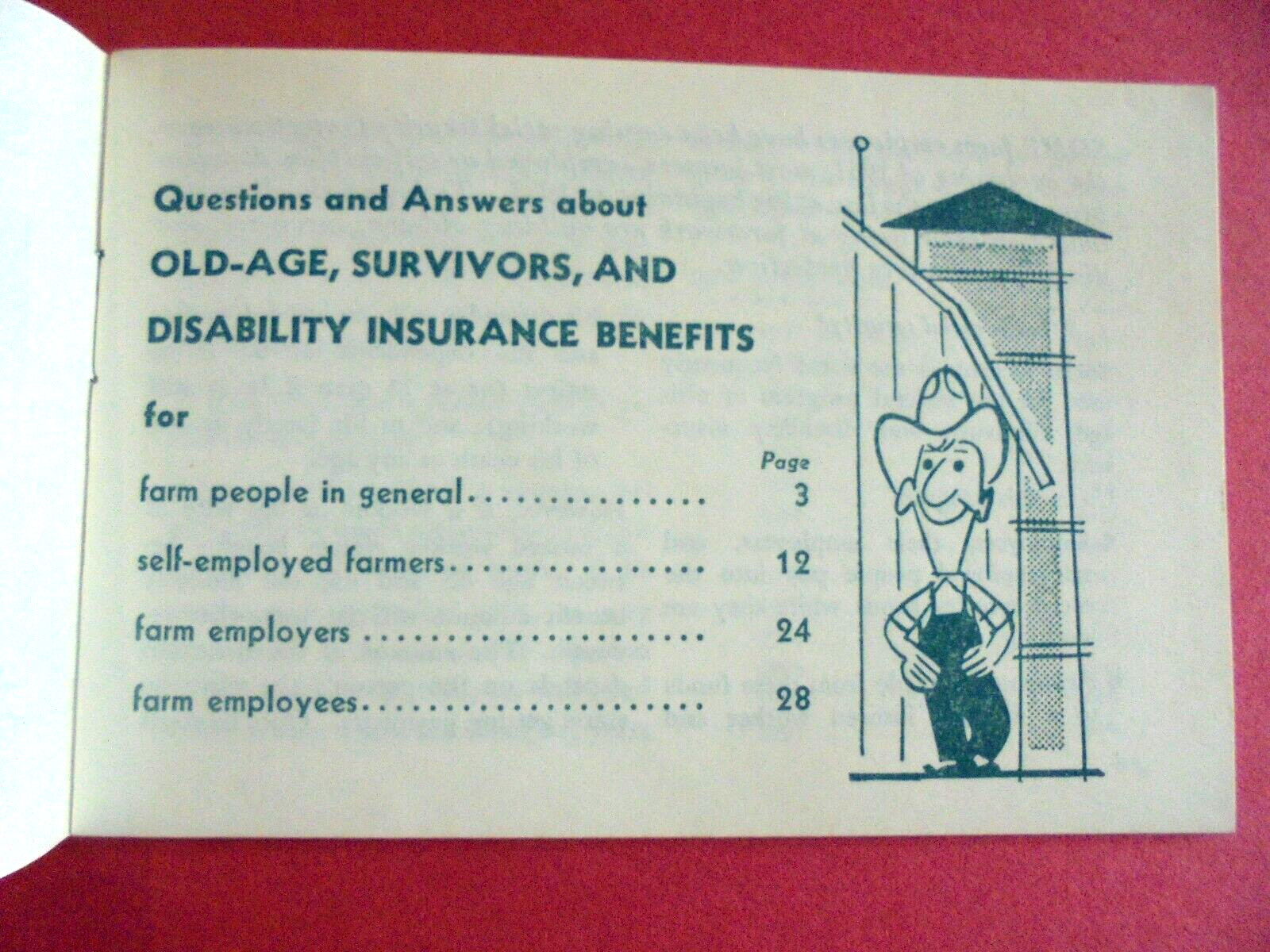 Vintage 1961 Social Security & Farm Families 31 Page Farming Ag Question Booklet