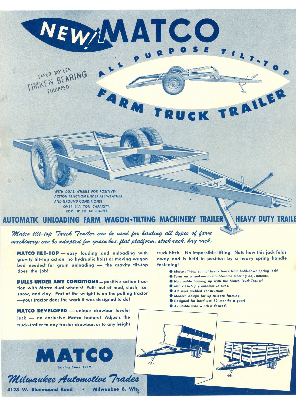Matco Farm Truck Trailer Milwaukee Automotive Trades Milwaukee Wis brochure