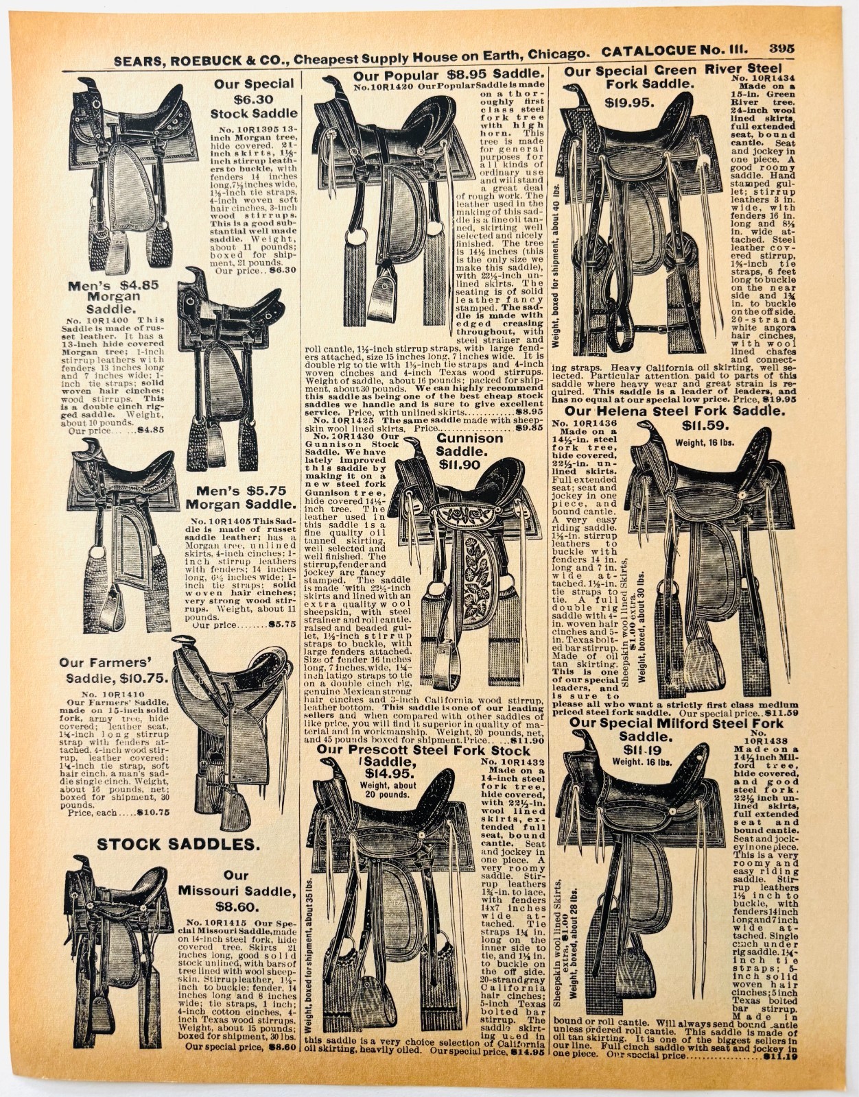 1901 Horse Saddles Reproduction Advertisement Sears Agriculture Riding DWW9A