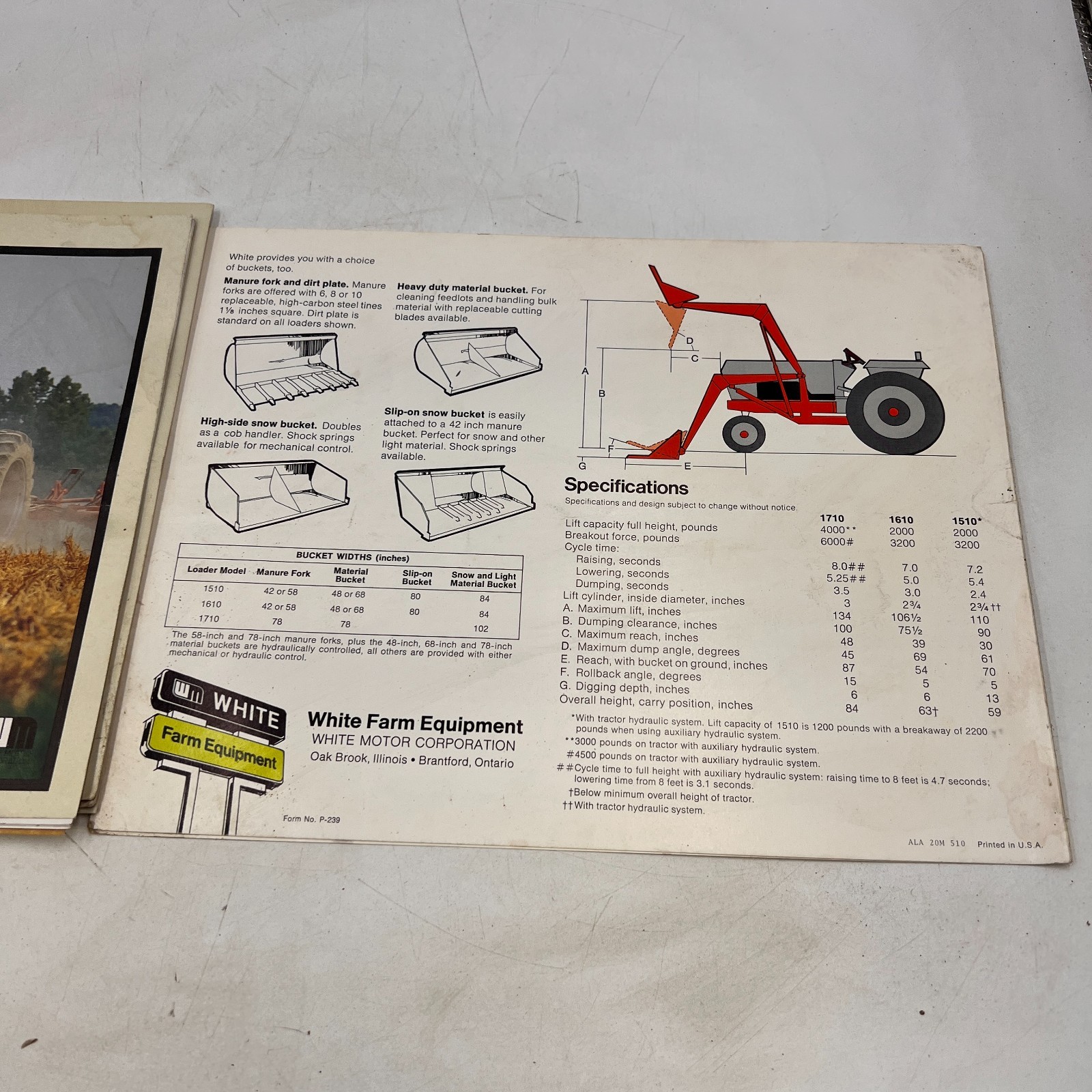 7 White Farm Tractor Equipment Brochure 4-180 Field Boss Disk Harrow Loader Plow