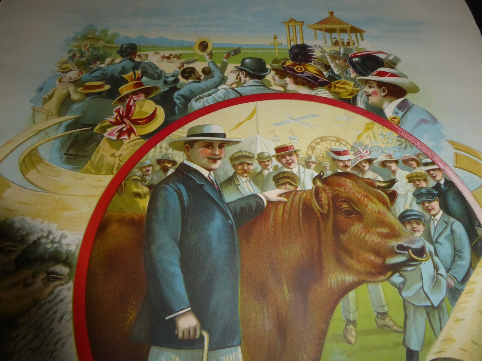ORIGINAL ANTIQUE 1900 STONE LITHO HAYES STATE FAIR LIVESTOCK HORSE RACING POSTER