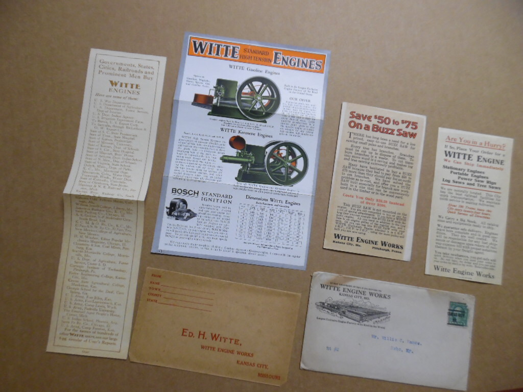 c.1910s Witte Stationary Farm Engine Paper Advertising Lot Kansas City Vintage
