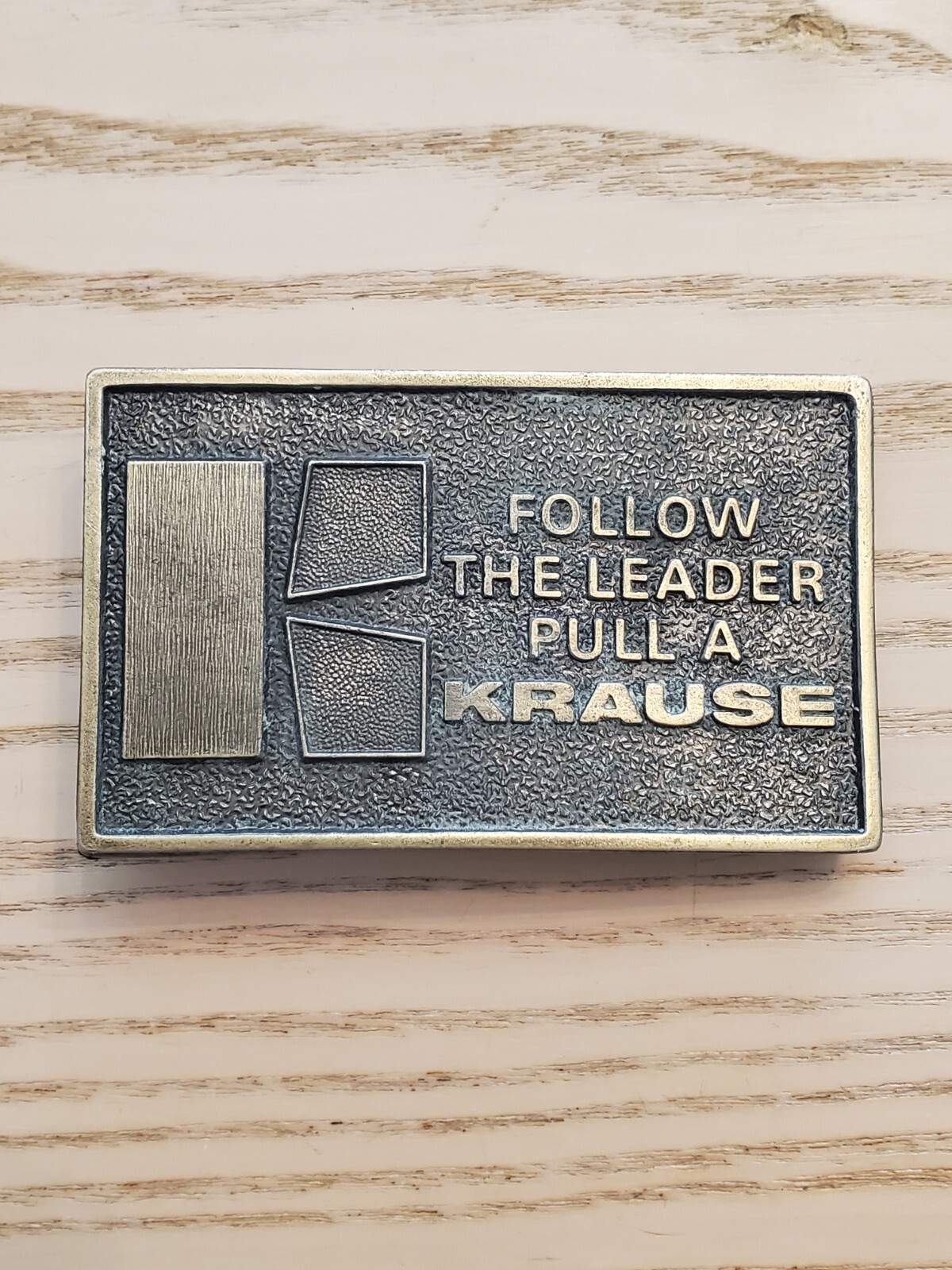 Krause Plow Corp Follow The Leader Pull A Krause Brass Belt Buckle Exclusive Edn