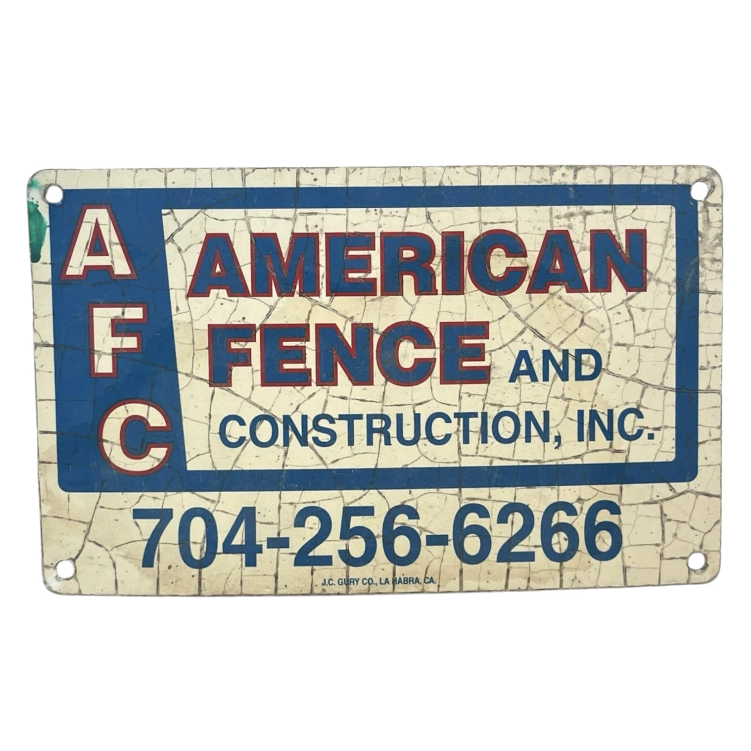 American Fence & Construction, Inc. AFC Metal Sign Charlotte, NC 8&Prime; x 5&Prime;