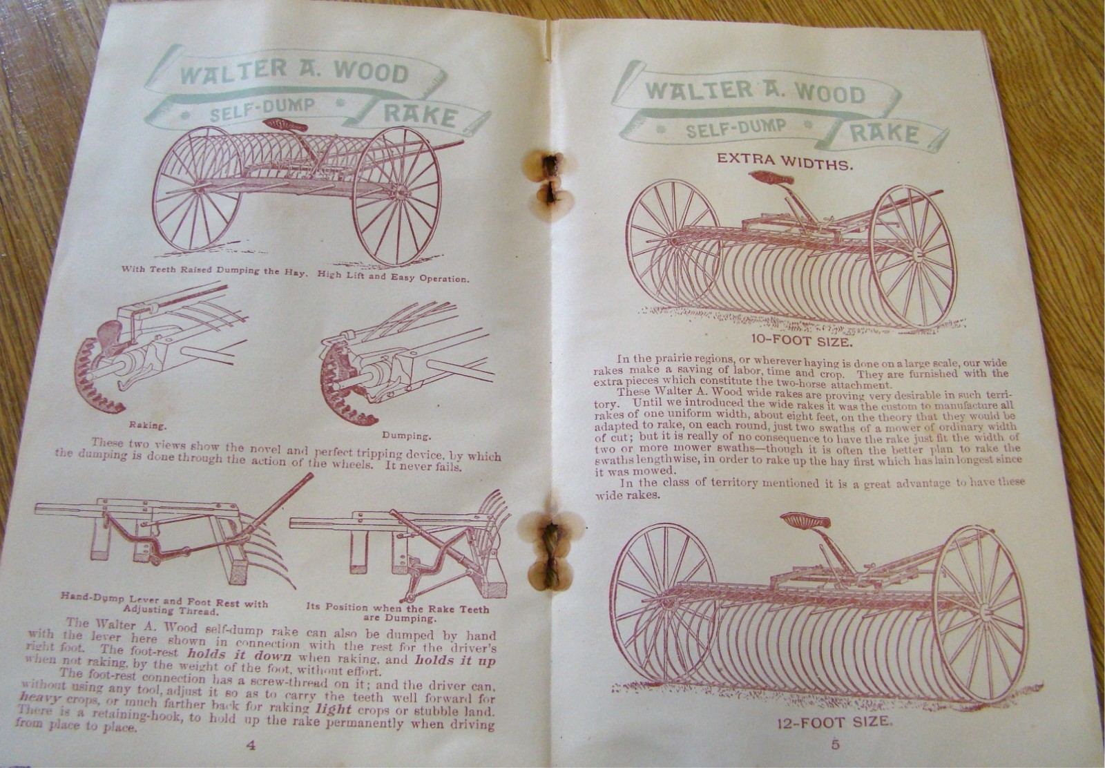 1800&rsquo;s Wood Horse Drawn Hay Rake Catalog Antique Farm Implement old farming