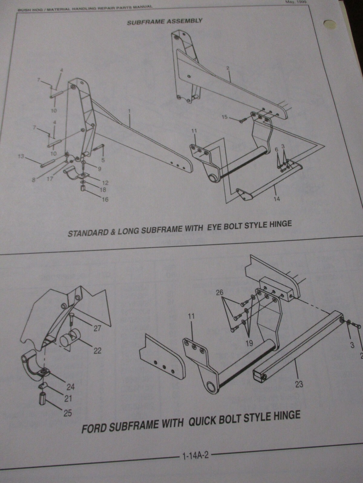 Bush Hog Model 3860 QT Loader Parts Catalog 1999