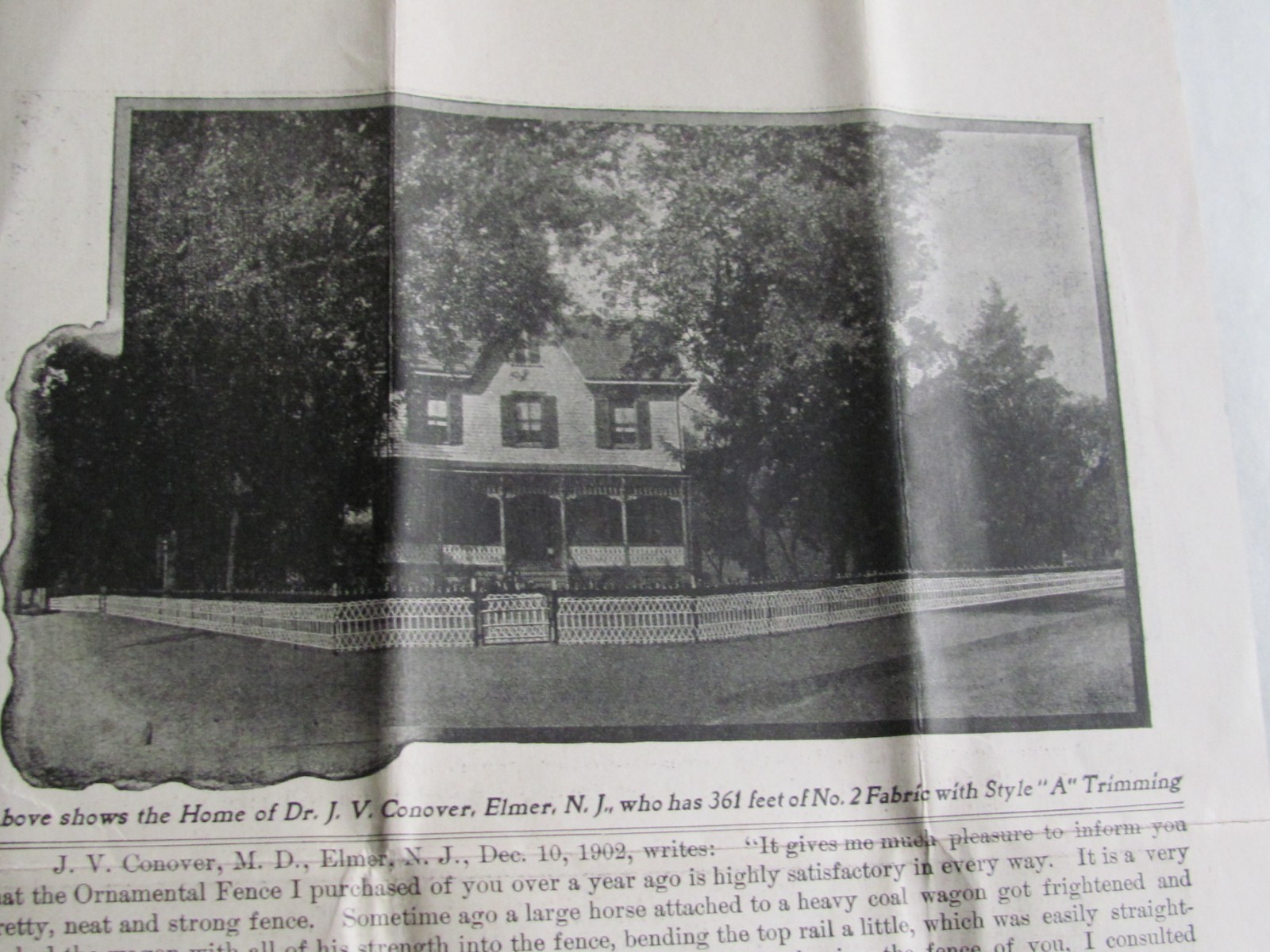 1906 COILED SPRING ORNAMENTAL FENCE WINCHESTER INDIANA LETTER & BROCHURE