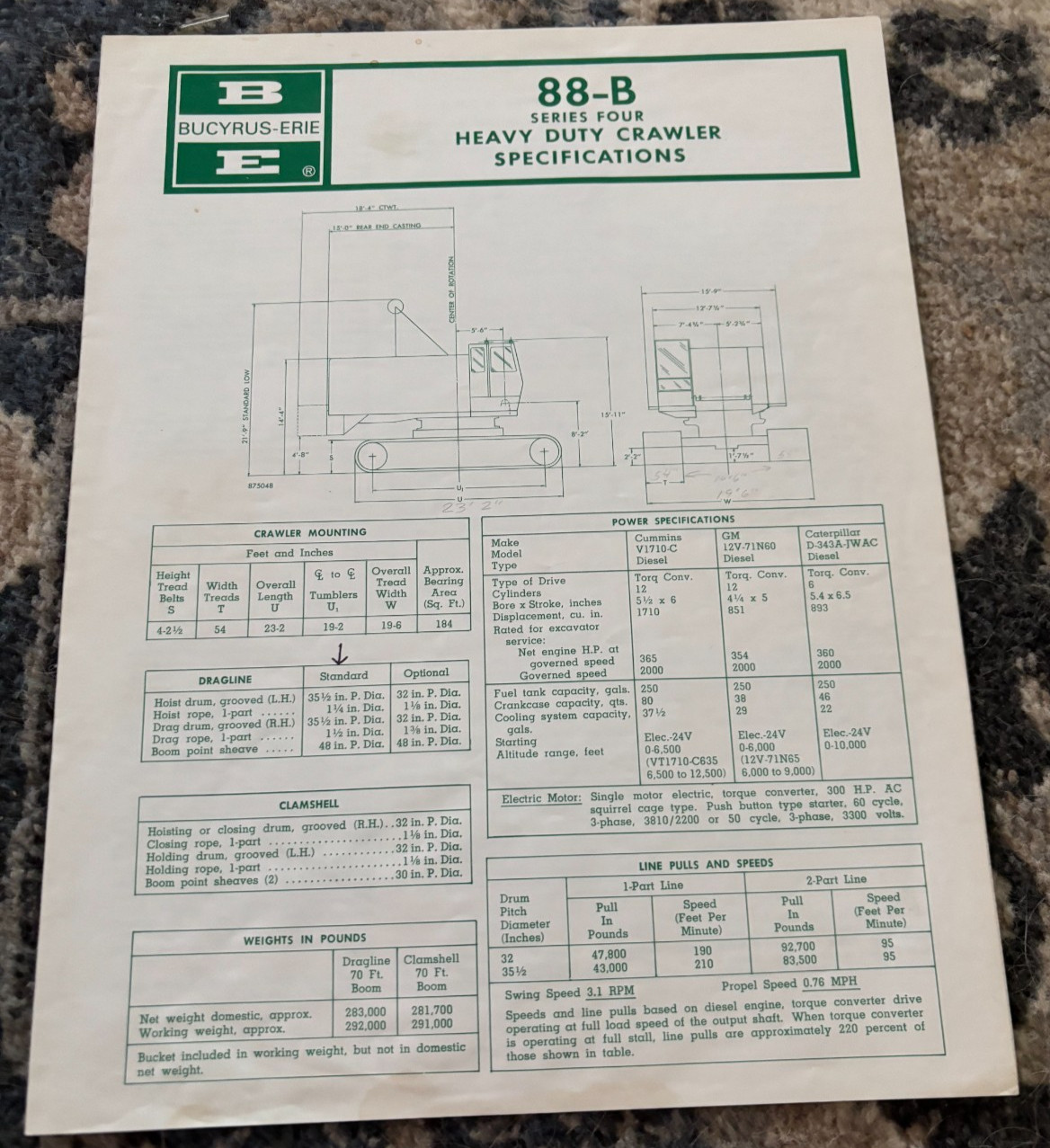 Bucyrus Erie 88-B Series 4 Heavy Duty Crawler Specifications Brochure DCPA25