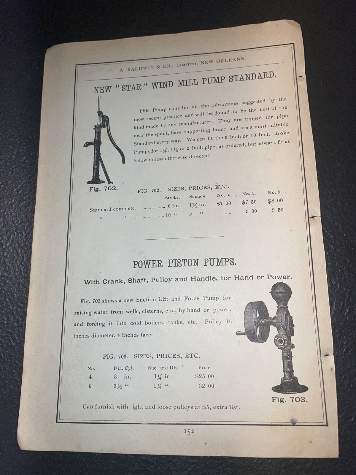 1891 Baldwin – Star Wind Mill Well Pump – Farm Advertising – New Orleans