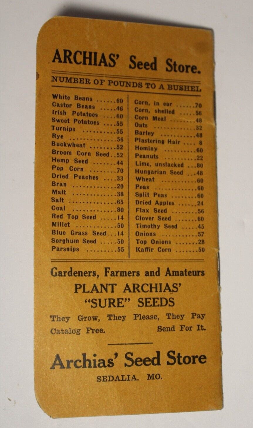 1926 Vintage Antique Archias Farm Seeds Ledger Book Sedalia Missouri Feed Store