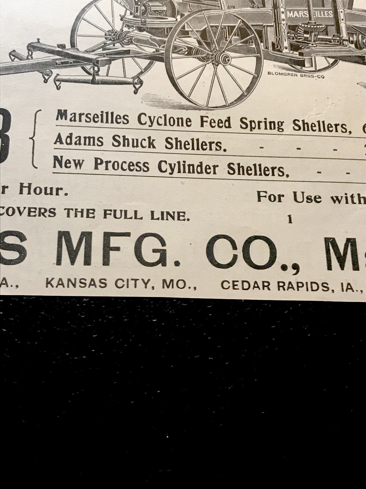 ORIGINAL 1897 Marseilles Shellers Farm Implement Advertising – Illinois