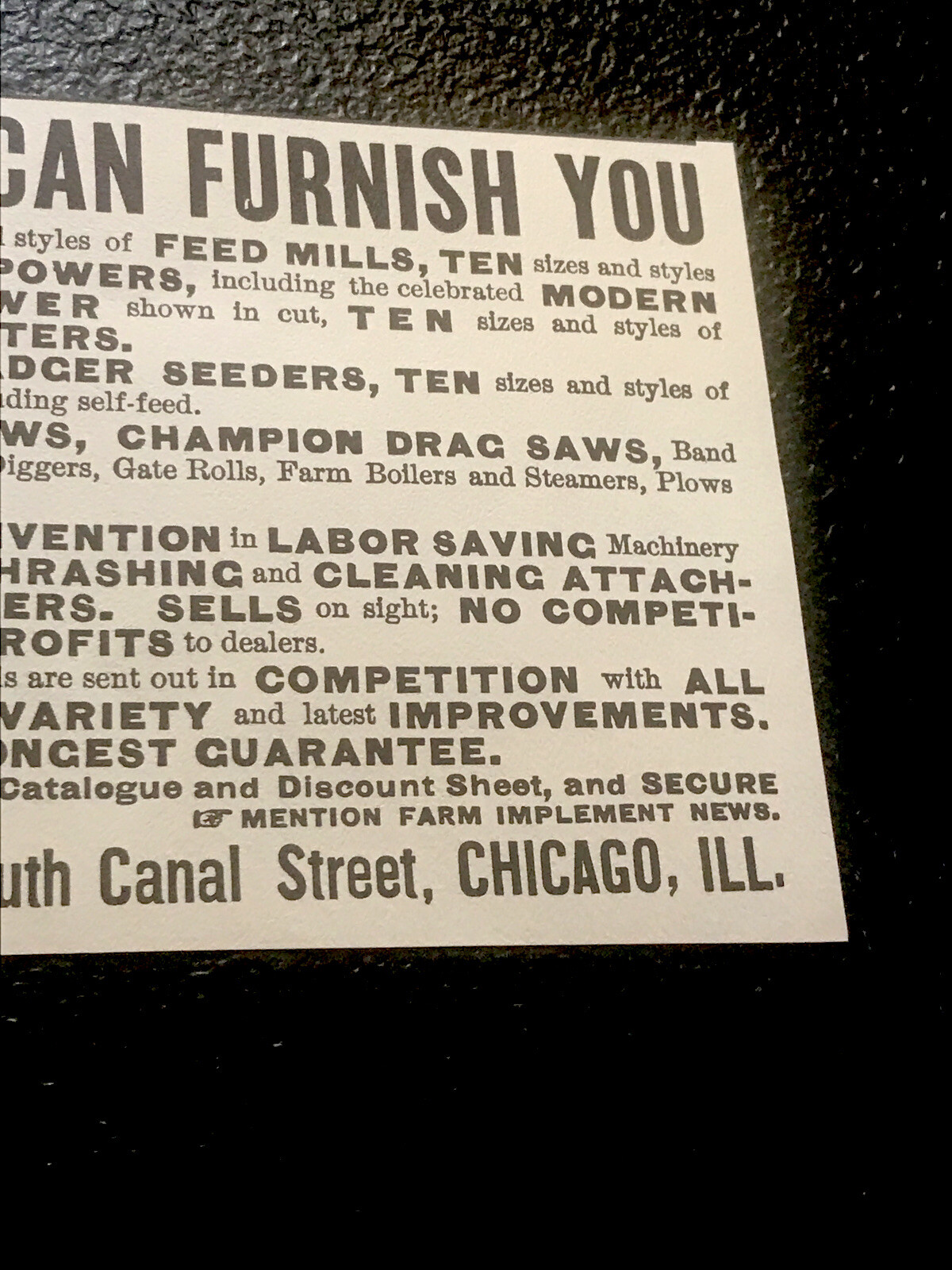 1889 Appleton Mfg.Co. Implement Farm Advertising – Appleton – Wisconsin