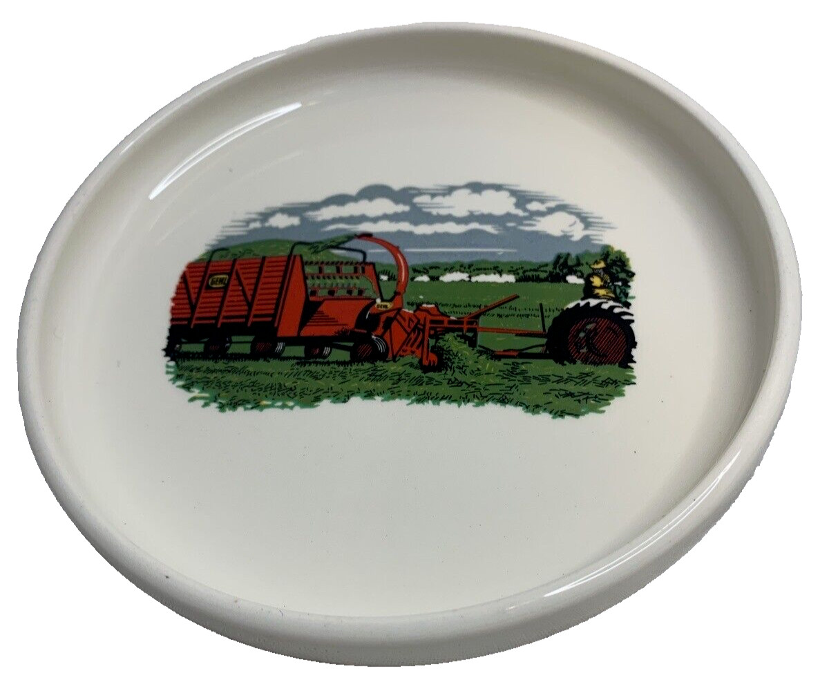 Gehl Dish 100 Anniversary Nuts Candy Ashtray 1959 White Ceramic Farm Scene