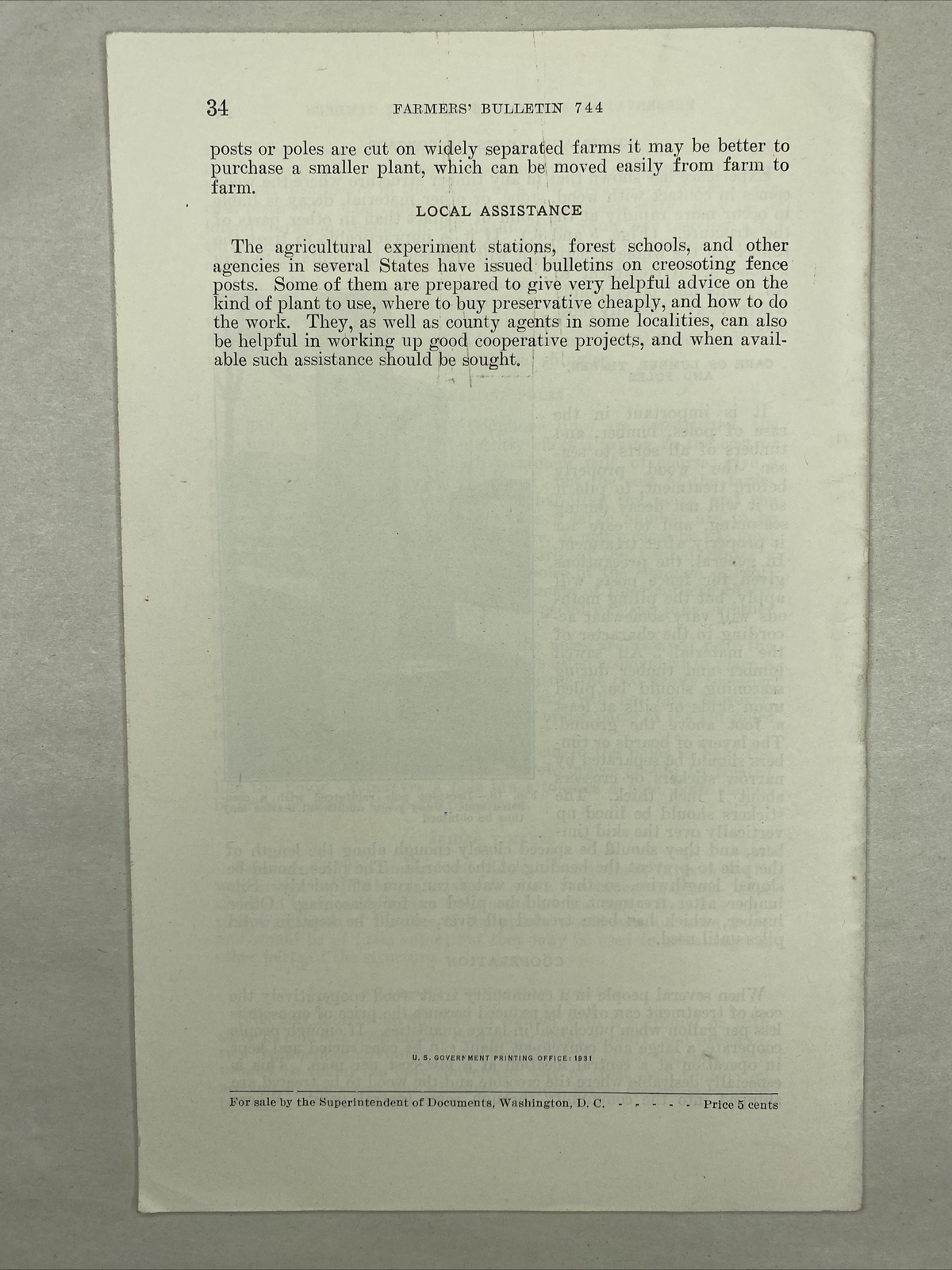 1931 USDA Farmers&rsquo; Bulletin No. 744 The Preservative Treatment of Farm Timbers